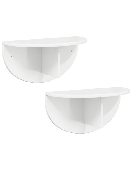 Scaffale da parete 2 pcs Bianco Lucido 48 x 24 x 24 cm