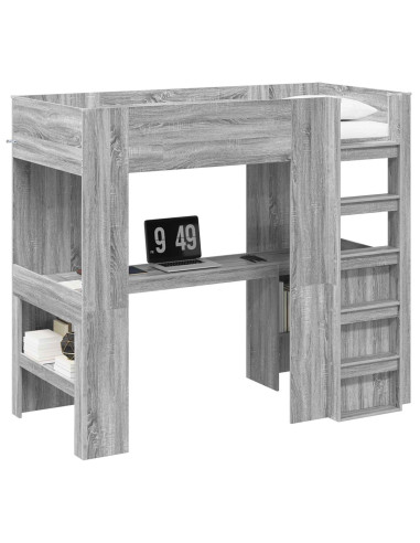 Struttura letto a castello con scrivania Grigio Sonoma