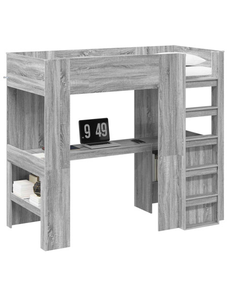 Struttura letto a castello con scrivania Grigio Sonoma