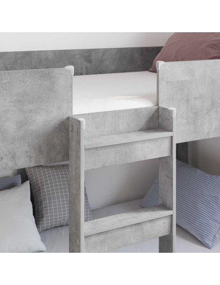 Letto a Castello per Bambini Grigio cemento 90 x 200 cm