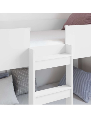 Letto a Castello per Bambini con materasso Bianco 75 x 190 cm