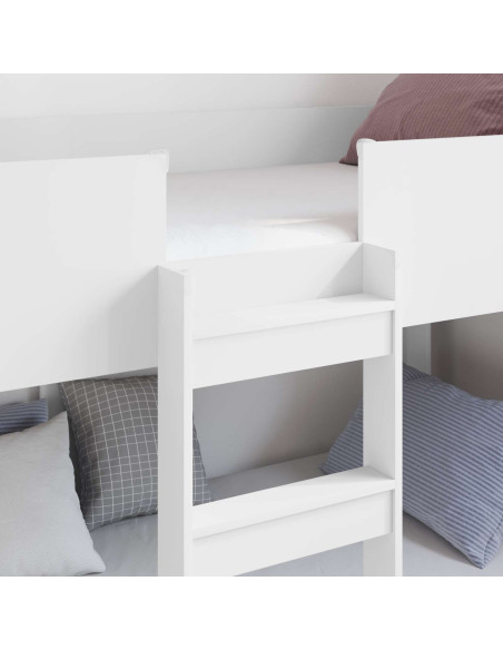 Letto a Castello per Bambini con materasso Bianco 75 x 190 cm