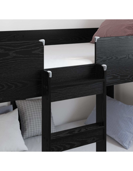 Letto a Castello per Bambini Rovere Nero 75 x 190 cm