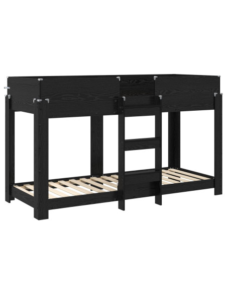 Letto a Castello per Bambini Rovere Nero 75 x 190 cm