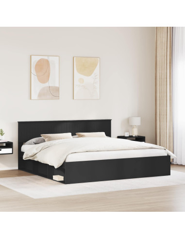Struttura del letto Nero 200 x 200 cm Pino massello