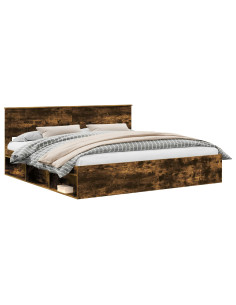 Struttura del letto Rovere fumé 200 x 200 cm Pino massello 2