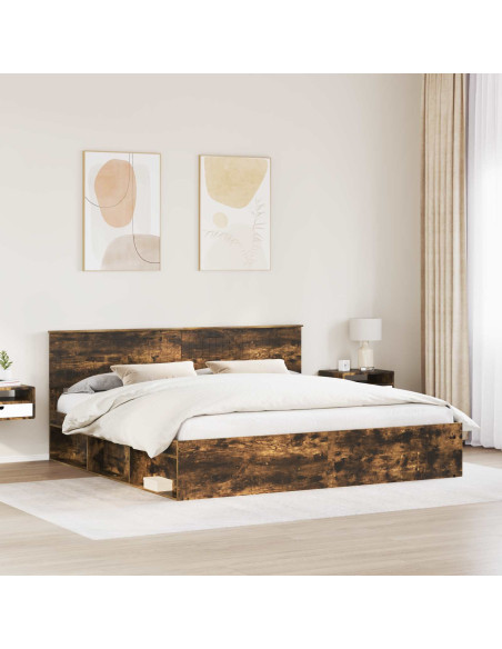 Struttura del letto Rovere fumé 200 x 200 cm Pino massello