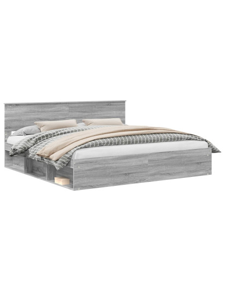 Struttura del letto Grigio Sonoma 200 x 200 cm Pino massello