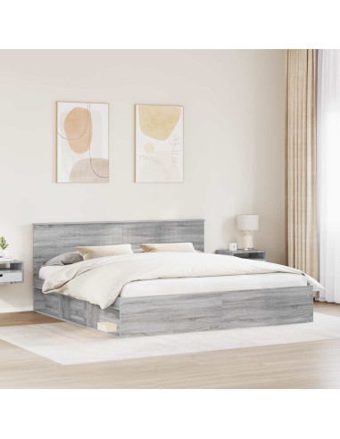 Struttura del letto Grigio Sonoma 200 x 200 cm Pino massello