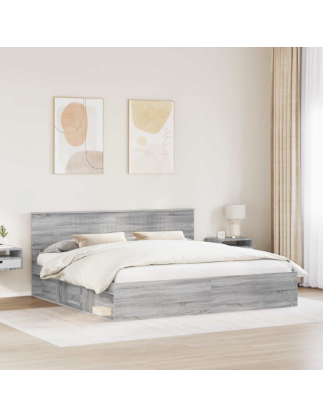 Struttura del letto Grigio Sonoma 200 x 200 cm Pino massello