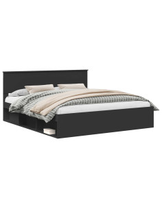 Struttura del letto Nero 180 x 200 cm Pino massello 2