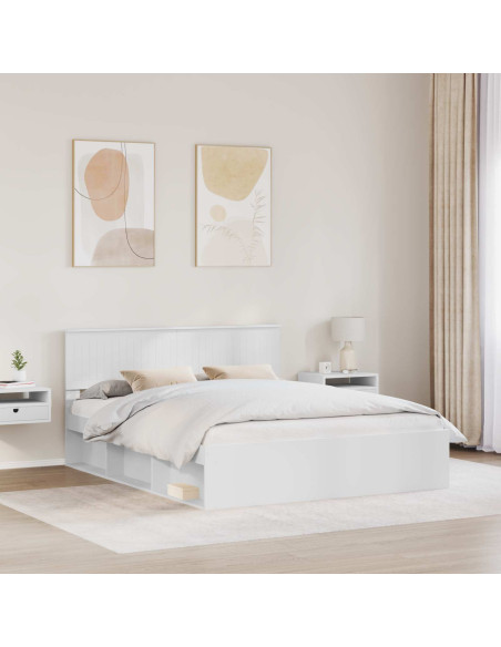 Struttura del letto Bianco 160 x 200 cm Pino massello