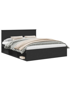 Struttura del letto Nero 160 x 200 cm Pino massello 2