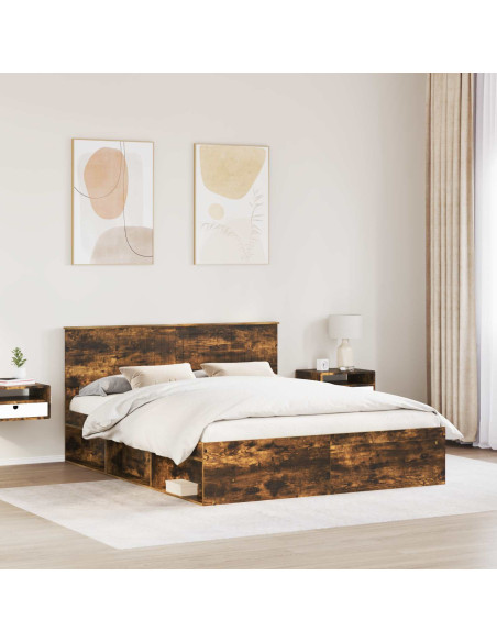 Struttura del letto Rovere fumé 160 x 200 cm Pino massello