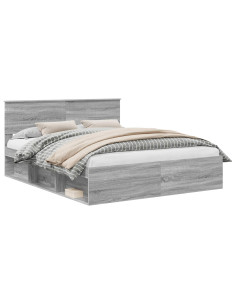 Struttura del letto Grigio Sonoma 160 x 200 cm Pino massello 2