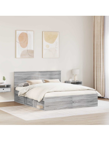 Struttura del letto Grigio Sonoma 160 x 200 cm Pino massello