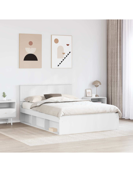 Struttura del letto Bianco 135 x 190 cm Pino massello