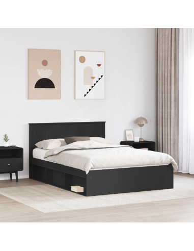Struttura del letto Nero 135 x 190 cm Pino massello