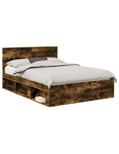 Struttura del letto Rovere fumé 135 x 190 cm Pino massello 2