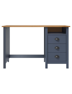 Scrivania Hill 3 Cassetti Grigia 120x50x74 cm Massello di Pino