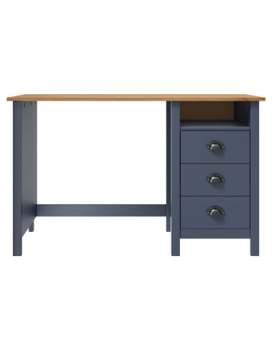 Scrivania Hill 3 Cassetti Grigia 120x50x74 cm Massello di Pino