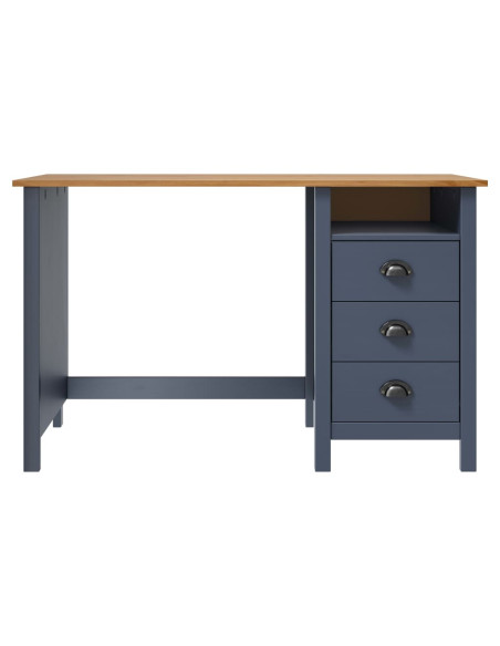 Scrivania Hill 3 Cassetti Grigia 120x50x74 cm Massello di Pino