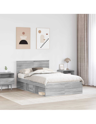 Struttura del letto Grigio Sonoma 120 x 190 cm Pino massello