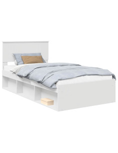 Struttura del letto Bianco 100 x 200 cm Pino massello 2