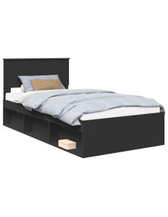 Struttura del letto Nero 100 x 200 cm Pino massello 2