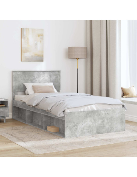 Struttura del letto Grigio Concretè 100 x 200 cm Pino massello