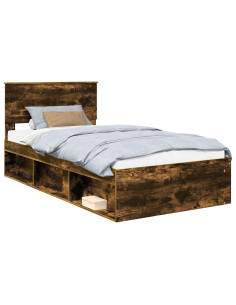 Struttura del letto Rovere fumé 100 x 200 cm Pino massello 2