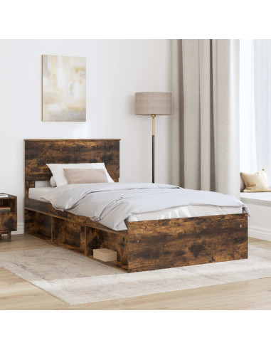 Struttura del letto Rovere fumé 100 x 200 cm Pino massello
