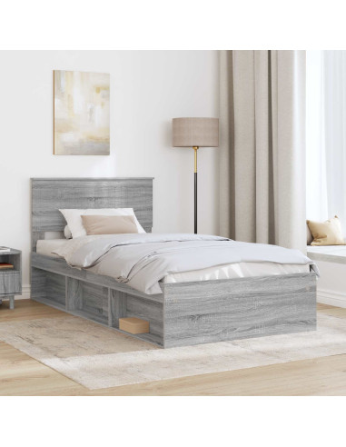 Struttura del letto Grigio Sonoma 100 x 200 cm Pino massello
