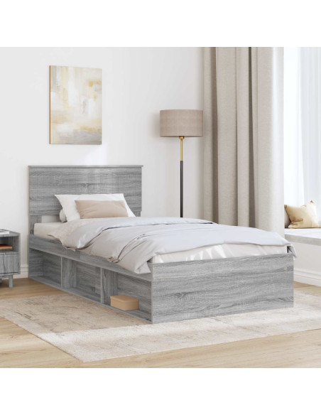 Struttura del letto Grigio Sonoma 100 x 200 cm Pino massello