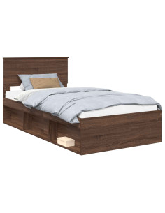 Struttura del letto Rovere Marrone 100 x 200 cm Pino massello 2