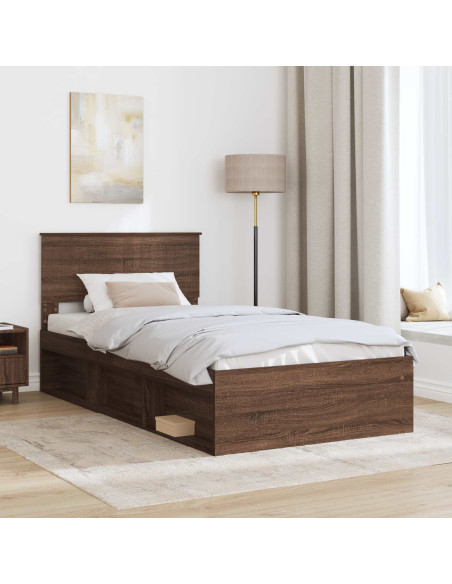 Struttura del letto Rovere Marrone 100 x 200 cm Pino massello