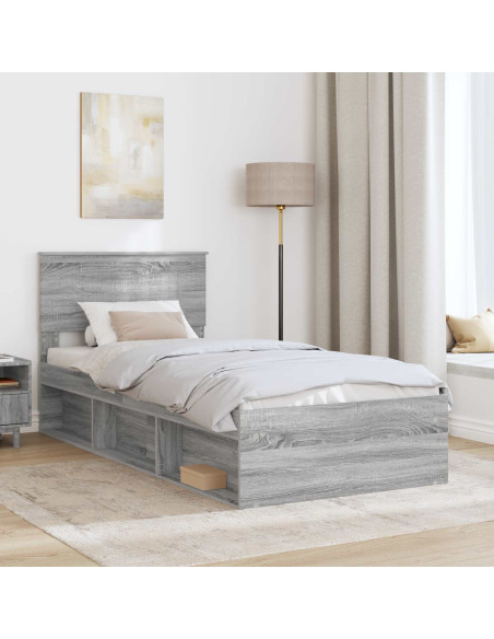 Struttura del letto Grigio Sonoma 90 x 200 cm Pino massello