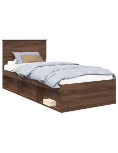 Struttura del letto Rovere Marrone 90 x 200 cm Pino massello 2