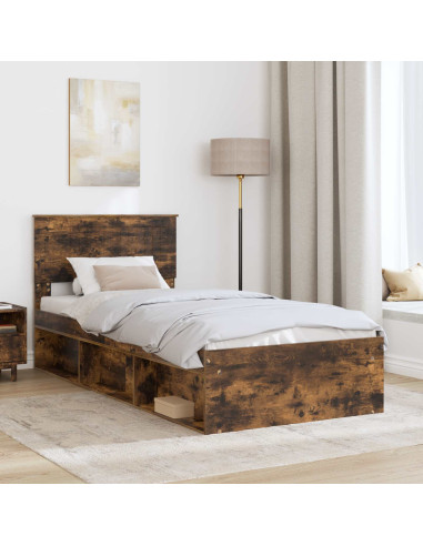 Struttura del letto Rovere fumé 90 x 190 cm Pino massello