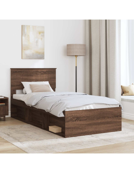 Struttura del letto Rovere Marrone 90 x 190 cm Pino massello