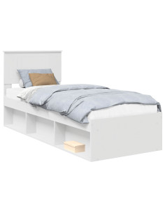 Struttura del letto Bianco 75 x 190 cm Pino massello 2