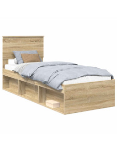 Struttura del letto Rovere Sonoma 75 x 190 cm Pino massello 2