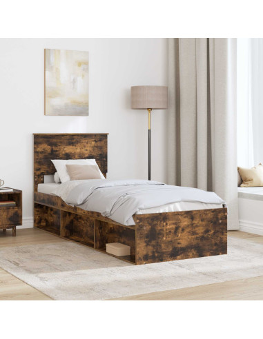 Struttura del letto Rovere fumé 75 x 190 cm Pino massello