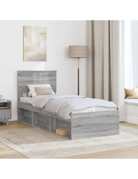 Struttura del letto Grigio Sonoma 75 x 190 cm Pino massello