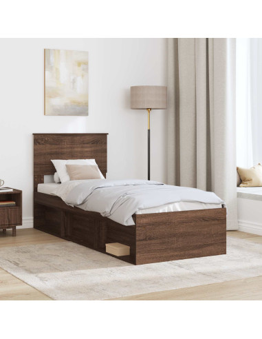 Struttura del letto Rovere Marrone 75 x 190 cm Pino massello