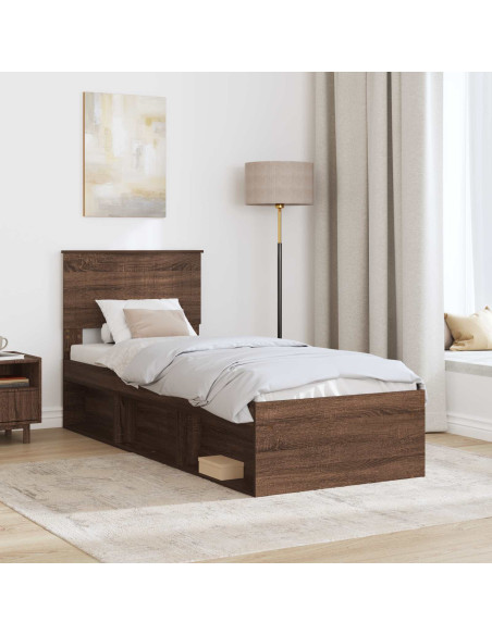 Struttura del letto Rovere Marrone 75 x 190 cm Pino massello