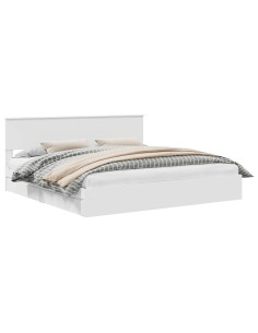 Letto con Contenitore Bianco 200 x 200 cm Legno multistrato 2