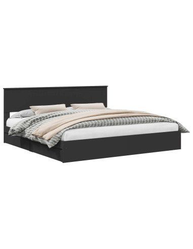 Letto con Contenitore Nero 200 x 200 cm Legno multistrato