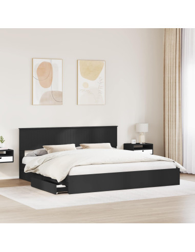 Letto con Contenitore Nero 200 x 200 cm Legno multistrato