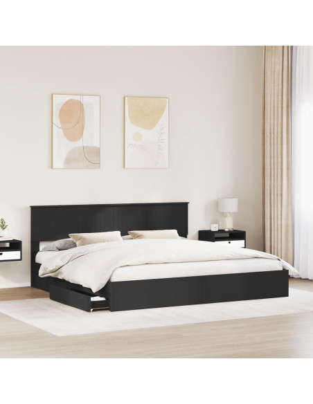 Letto con Contenitore Nero 200 x 200 cm Legno multistrato